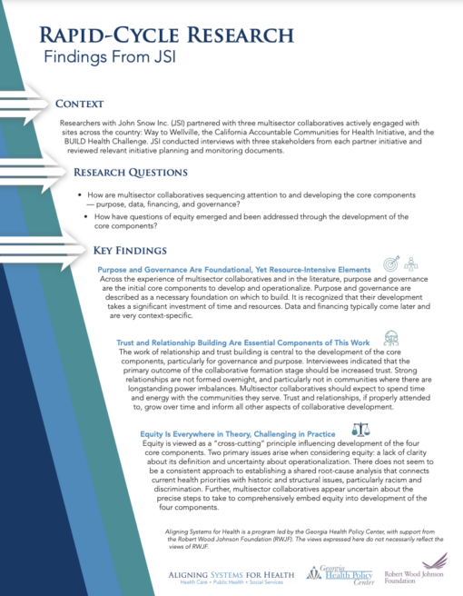 Page of Aligning Systems for Health brief with text and branding